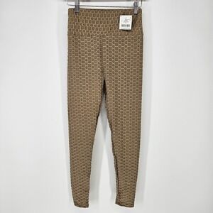 Shosho Honeycomb‎ Scrunch Butt Leggings Taupe Brown Textured High Waist M NEW